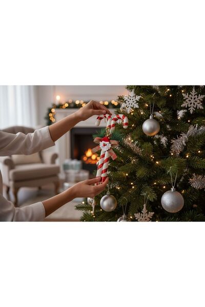 Happyland New Year's Ornament'Li' Cane Candy Door Wall Tree Ornament with Santa Claus Figure 30 cm Hpy26056