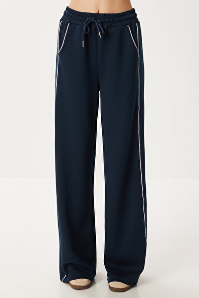 Lovelyİstanbul Kontrast Şeritli Modal Eşofman Altı LKB0015 LACİVERT