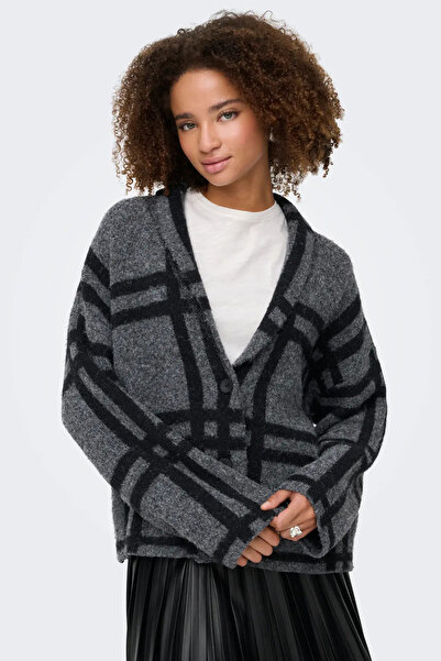 JDY Women's V-Neck Buttoned V-Neckline Wool Cardigan 15354098 Dark Gray