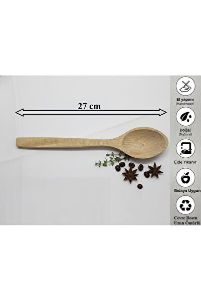 KAYEGG Handmade Natural 6-Piece Wooden Spoon Set Hornbeam Wood 27 cm 6 Spoons