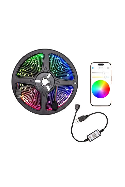 Lawazim شريط إضاءة LED USB بطول 5 أمتار - إضاءة ذكية RGB بتقنية البلوتوث مع ت...