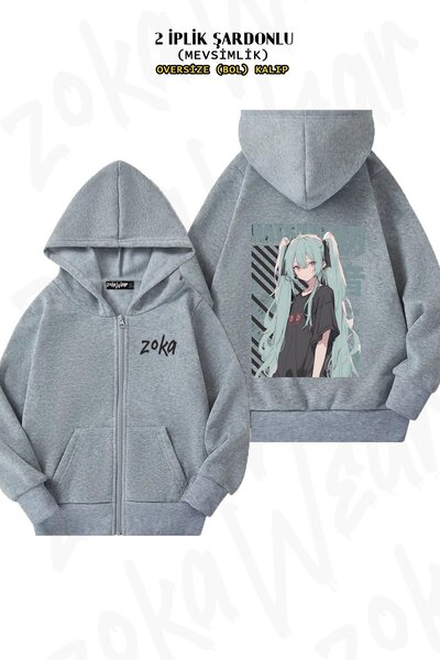 ZOKAWEAR سترة كارديجان بقلنسوة للجنسين من Vocaloid Hatsune Miku مطبوع قصة فضف...