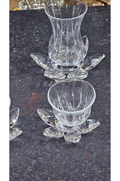 Turkish Store İstanbul 24 Pieces Crystal White Tea Set