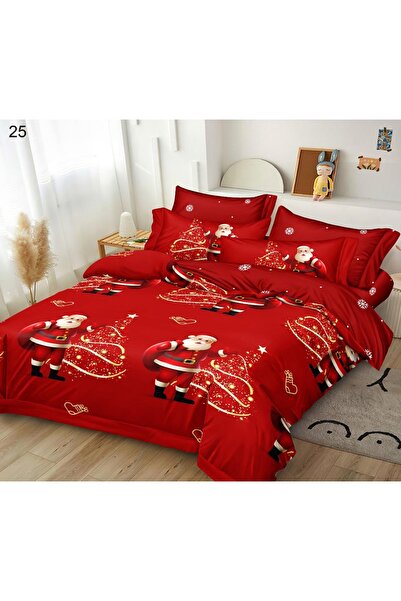 OEM Double Bed Linen, Finet Fabric, 6 Pieces - Christmas Print