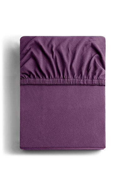 Deco King Fitted sheet with elastic, knitted, 100% cotton, 135 g/m2, Amber, 80-90 x 200 x 30 cm, plum