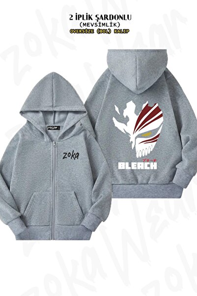 ZOKAWEAR Унісекс Bleach Ichigo Kurosaki (маска Hollow) з принтом Oversize з принтом на спині, капюшон на блискавці