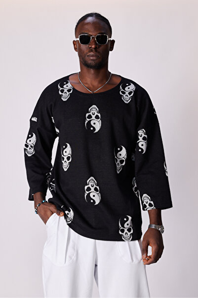 Superbluemexico Unisex Jacquard Patterned Fakir Sleeve T-Shirt
