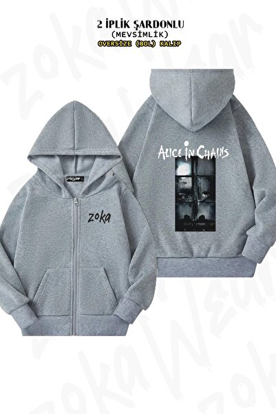 ZOKAWEAR Cardigan cu glugă unisex Alice In Chains Special cu imprimeu supradi...