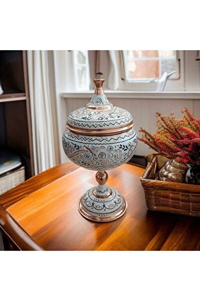 Bakır Center Bakır Şekerlik 26*12 CM Saf Bakır Şekerlik Büyük El İşlemeli Bak...