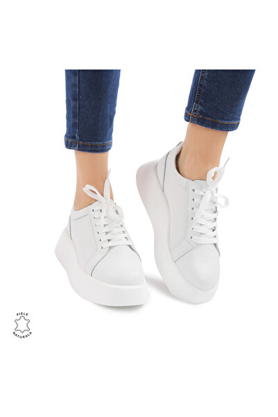 ANGEL BLUE Casual shoes made of genuine leather with high sole CRL881 White