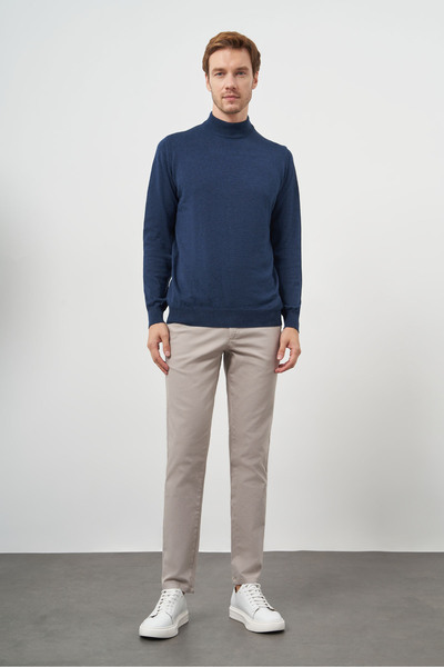 Morven Men's Indigo Basic Half Turtleneck Dynamic Fit Comfortable Cut Knitwear