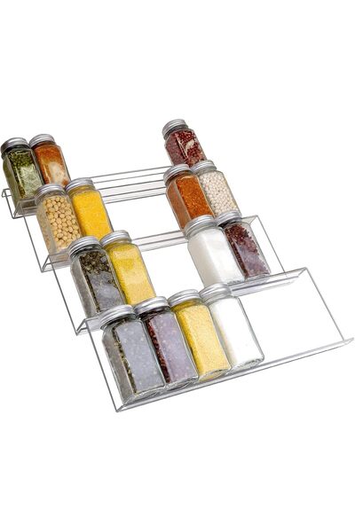 Slasa Clear Acrylic Spice Drawer Organizer 33.5x43cm 4-Tier Adjustable Rack 1 Pack