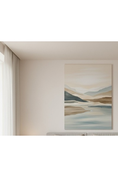 hollywest Modern Salon Soyut Doğa Göl Manzarası Kanvas Tablo, Pastel Minimalist Tablo