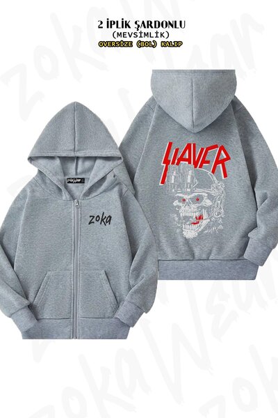 ZOKAWEAR Unisex Slayer, Rock, Metal Printed Oversized Back Printed Zippered H...