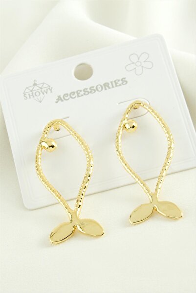 ZERO LAND Lvsqvr Fish Trend (152223) Metal Earrings-Yellow