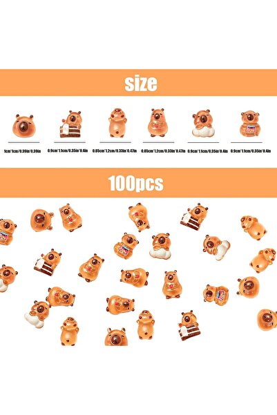 KASTWAVE 100PCS Mini Capybara Resin Figurines for Dollhouse & Fairy Garden