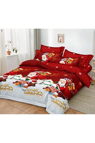 OEM Double Bed Linen, Finet Fabric, 6 Pieces - Christmas Print