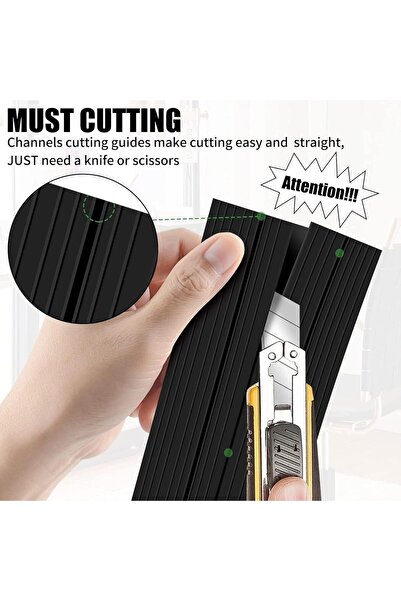 KASTWAVE Floor Cable Protector, 2M, Rubber 3-Channel Floor Cord Cover (Black/Yellow)