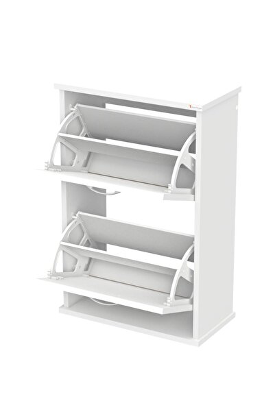 Lina Vella Home Yamaç Kapı Önü 52 x 90 x 26 cm’ lik 2 Düşer Kapak 4 Göz Bölmeli Ayakkabılık