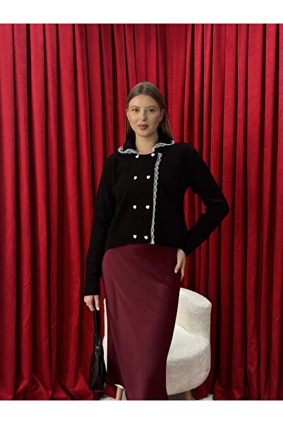 Neva Wear Elegant Lace Collar Buttoned Knitwear Jacket