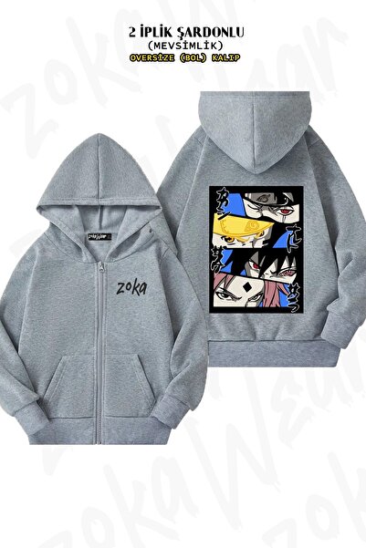 ZOKAWEAR Unisex Naruto Team 7 Eye με τύπωμα oversized Ζακέτα με κουκούλα με φερμουάρ με τύπωμα