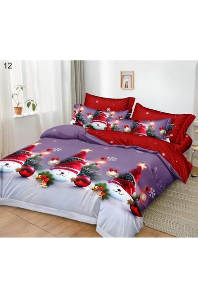 OEM Double Bed Linen, Finet Fabric, 6 Pieces - Christmas Print
