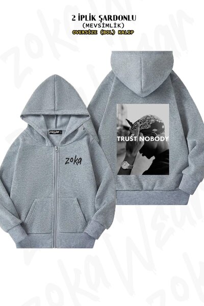 ZOKAWEAR Cardigan unisex Tupac 2 Pac Shakur Trust Nobody cu imprimeu supradim...