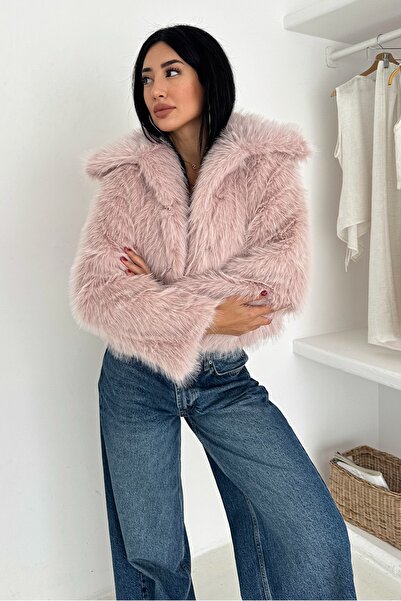 FEMELLE Women's Pink Lined Shawl Collar