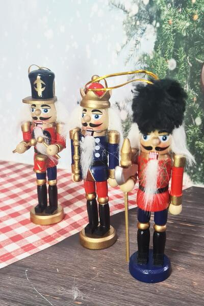 PEKSHOP Nutcracker Soldier Christmas Ornament 3 Pieces 13 cm
