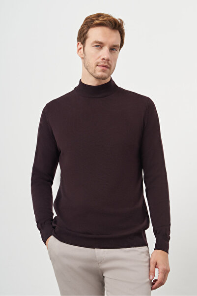 Morven Чоловічий фіолетовий базовий светр з напівкомірцем Dynamic Fit, зручний крій, трикотаж