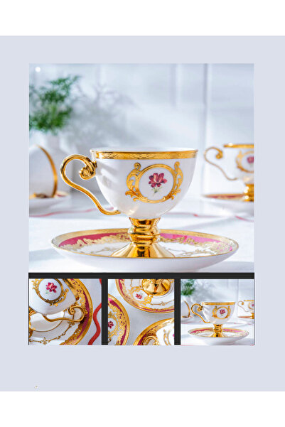 ACAR LÜKS AYAKLI ÇİÇEKLİ FİNCAN TAKIMI 6LI