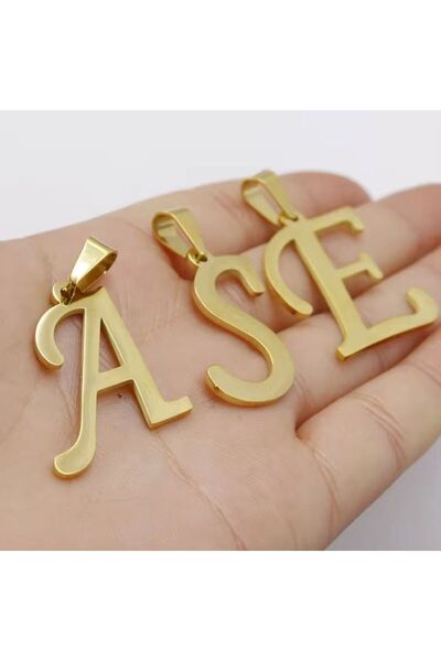 Siya Silver Kararmaz Çelik 14 Ayar Altın Kaplama Harf Kolye Ucu - Kolye Bileklik Ek Harf