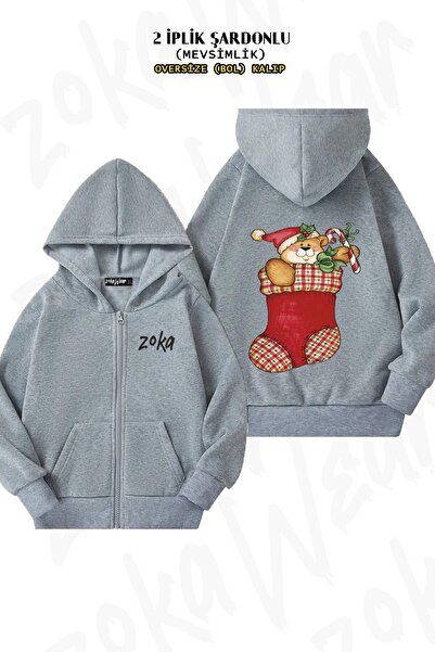 ZOKAWEAR سترة بقلنسوة بسحاب للجنسين بتصميم العام الجديد مطبوع قصة فضفاضة مطبوع