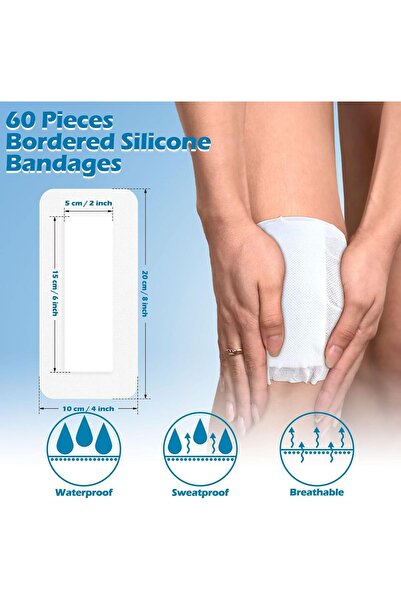 KASTWAVE 40 Pcs Waterproof Adhesive Island Dressing, 4 x 10 in Sterile Wound Dressings