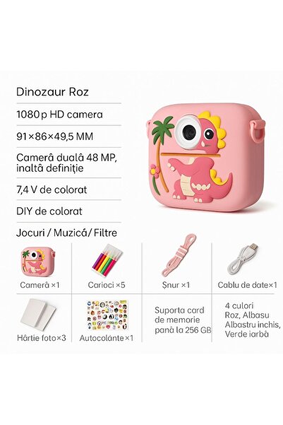 BytePulse Kids Instant Camera, 48MP, 2.4" Screen, Memory Card & Accessories