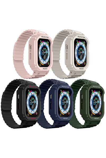 Lopard Apple Watch 7 41mm Kd-142 Silicone Band with Airbag Design Case Protector