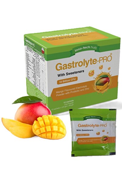 INNOTECH Gastrolite-Pro Food Supplement with 10 Billion Units of Probiotics, Zinc and Mango Rehydration Salts (10 Sachets)