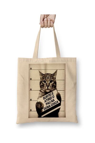 Toyaso Gato Bad Cat pisică Arrested Criminal White Tote Bag Geantă de cumpără...