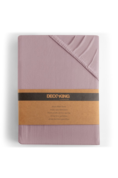 Deco King Fitted sheet with elastic, knitted, 100% cotton, 135 g/m2, Amber, 100-120 x 200 x 30 cm, lilac