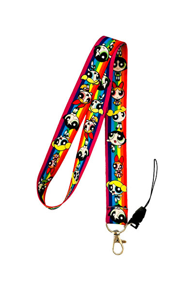 PABALAS Powerpuff Girls με μοτίβο με κορδόνι για τον λαιμό, θήκη για κάρτα ταυτότητας-λουράκι τηλεφώνου