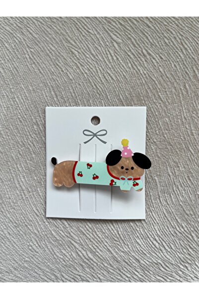 Rakis Sevimli Köpek Desenli Renkli Saç Tokası – Parti Şapkalı Tasarım