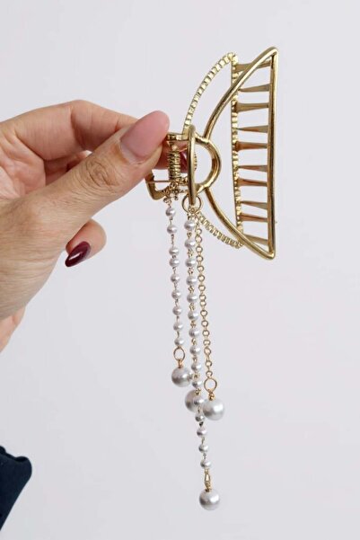 TAKIŞTIR Gold Color Pearl Detailed Metal Latch Buckle