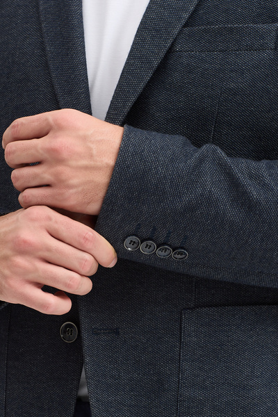 Frappoli Maximo Vd Men's Dark Navy Blue Cotton Unlined British Cut S Slim Fit Sports Blazer Jacket with Bag Pockets