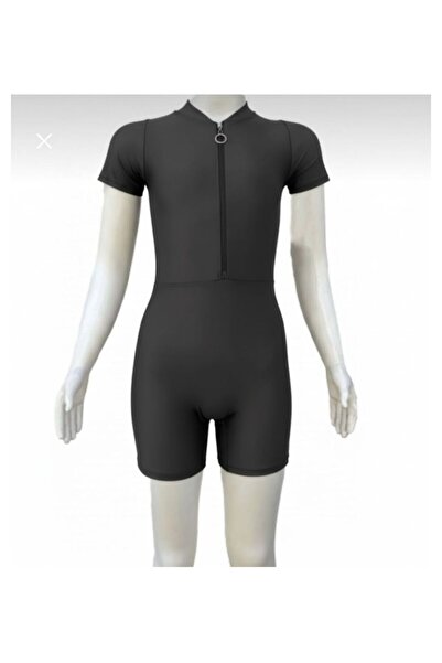 mikam Swimmer Short Sleeve Shorts Zippered Swimsuit