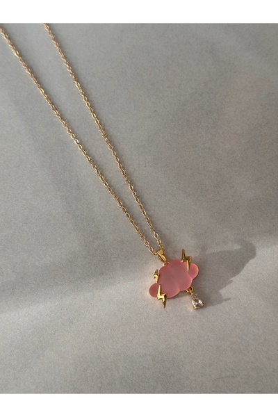 HERCY 14k Altın Kaplama Zirkon Taşlı Pembe Bulut Kolye | Charm Kolye | Genç K...