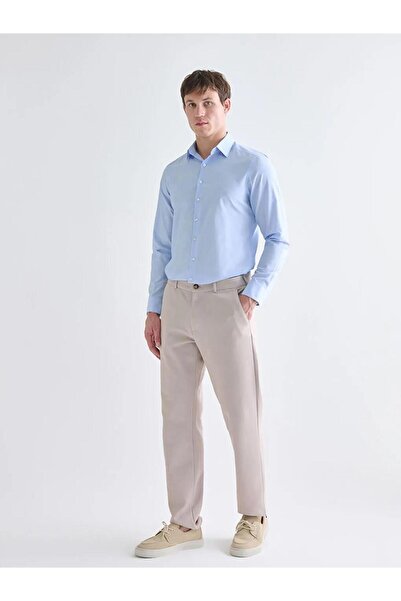 LC Waikiki εφαρμοστό Ανδρικό πουκάμισο με μακρυμάνικο ριγέ ποπλίνα (W5)