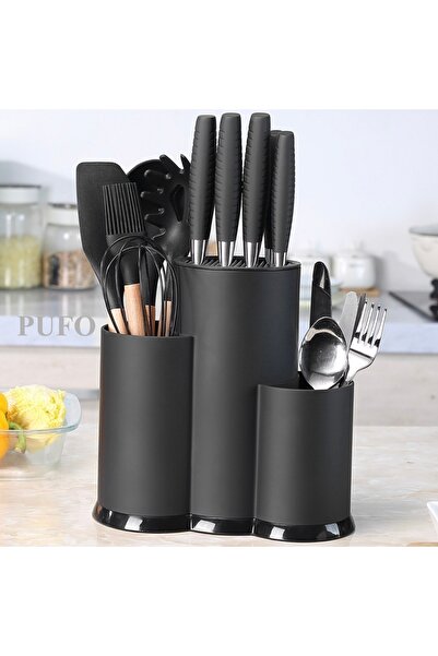PUFO Simple knife, kitchen utensil and cutlery holder, 23 cm, black