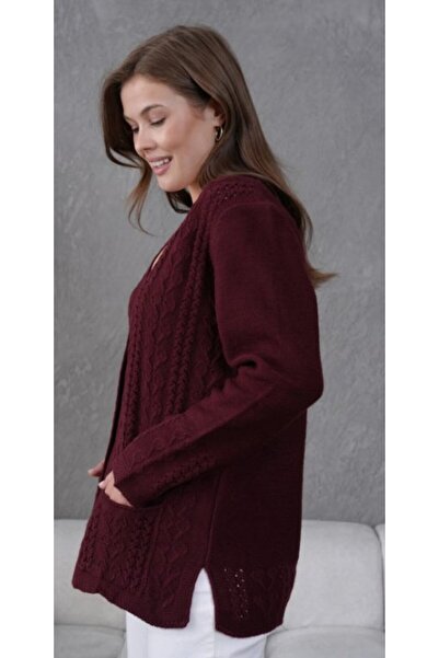 Fresh&Moda Women's Mother Plus Size Chain Flower Motif Cardigan