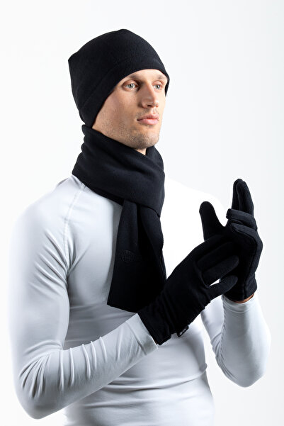 OIL COMPANY UNİSEX POLAR ELDİVEN ATKI POLAR BERE TAM KORUMA SİYAH TAKIM RÜZGAR GEÇİRMEZ PARMAK İZİ BIRAKMAZ