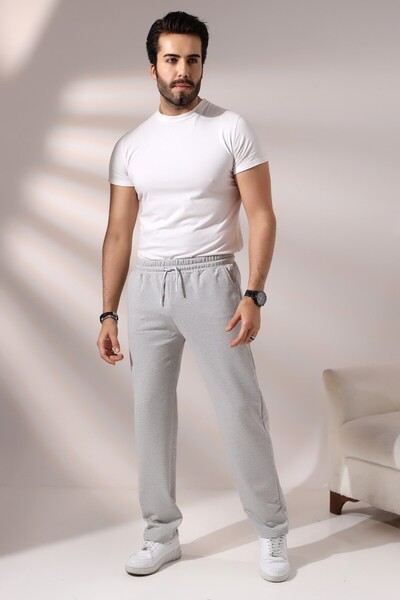 RANESA Ανδρικό παντελόνι σε γκρι χρώμα με 2 τσέπες και ανοιχτό πόδι
